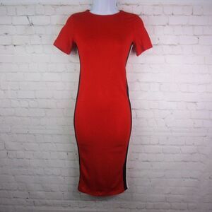 NWT Bershka Red Racer Stripe Short Sleeve Bodycon Dress